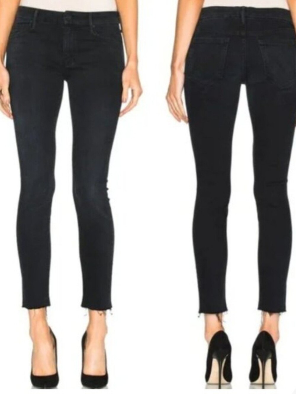 MOTHER The Looker Ankle Fray Black Jeans Size 27